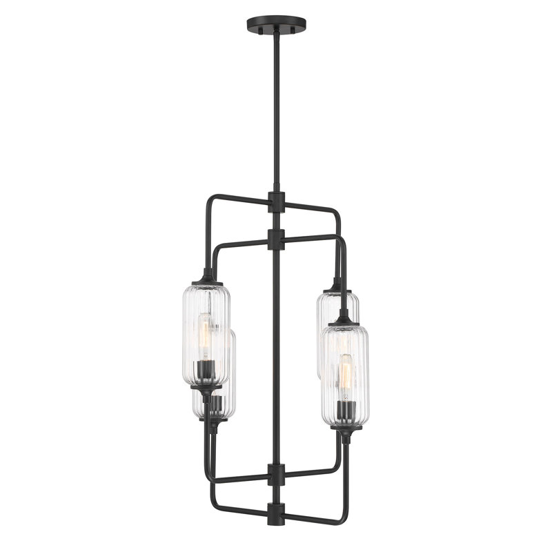 Lustre 4 lumières Nunley , H 28,25 po x l 20 po x P 20 po, Noir mat