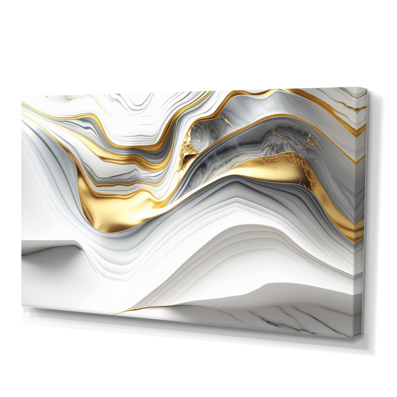 " Abstract Geode Waves Gray V ", Wrapped Canvas, 30" H x 40" W x 1.5" D