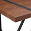 Ensemble de table et de chaises. Table de salle à manger rectangulaire de style industriel de couleur noyer - 71 po x 39,3 po. Grande paire. 8 chaises en tissu brun avec pieds en métal noir arqués.