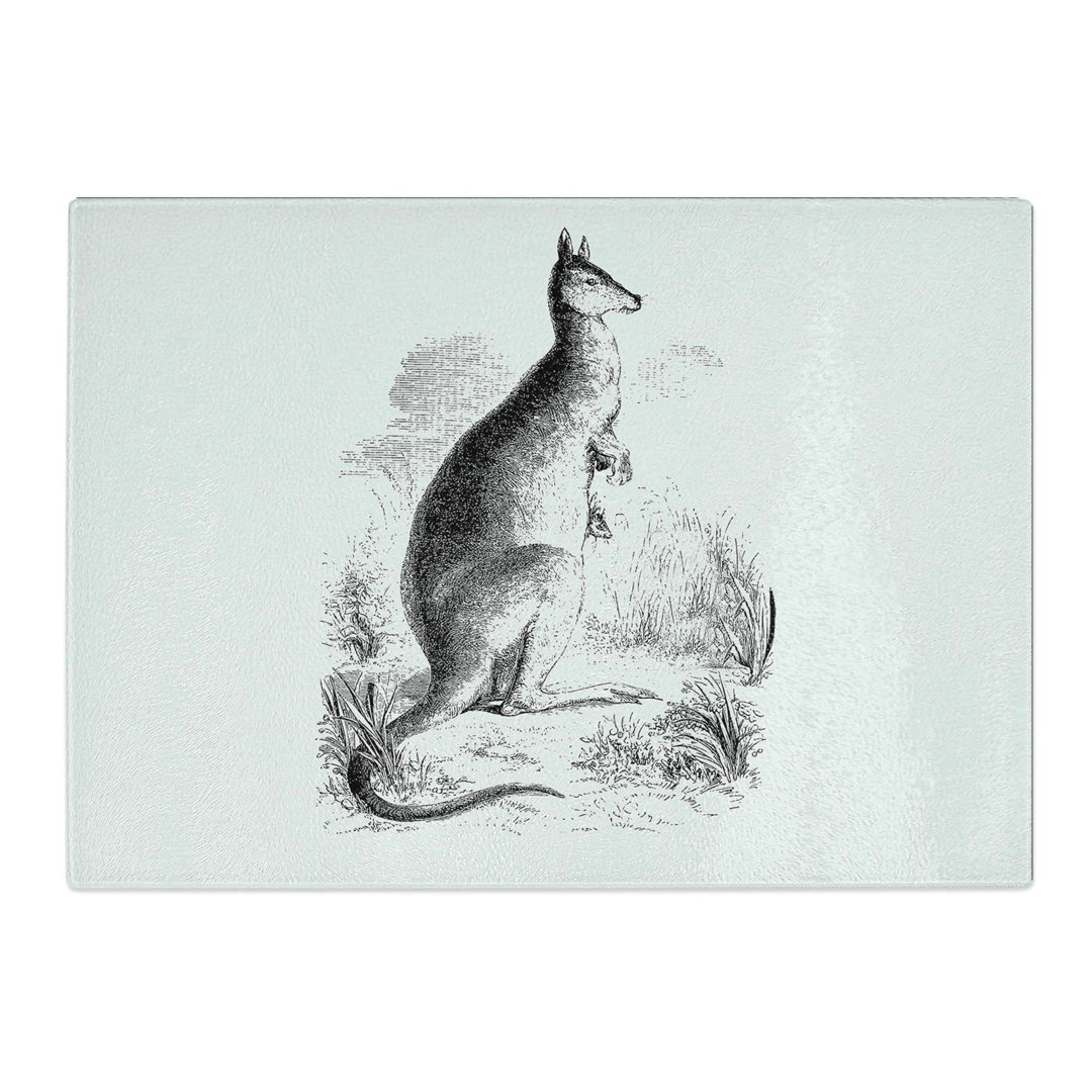 Tempered Glass a Kangaroo Illustration Chopping Board