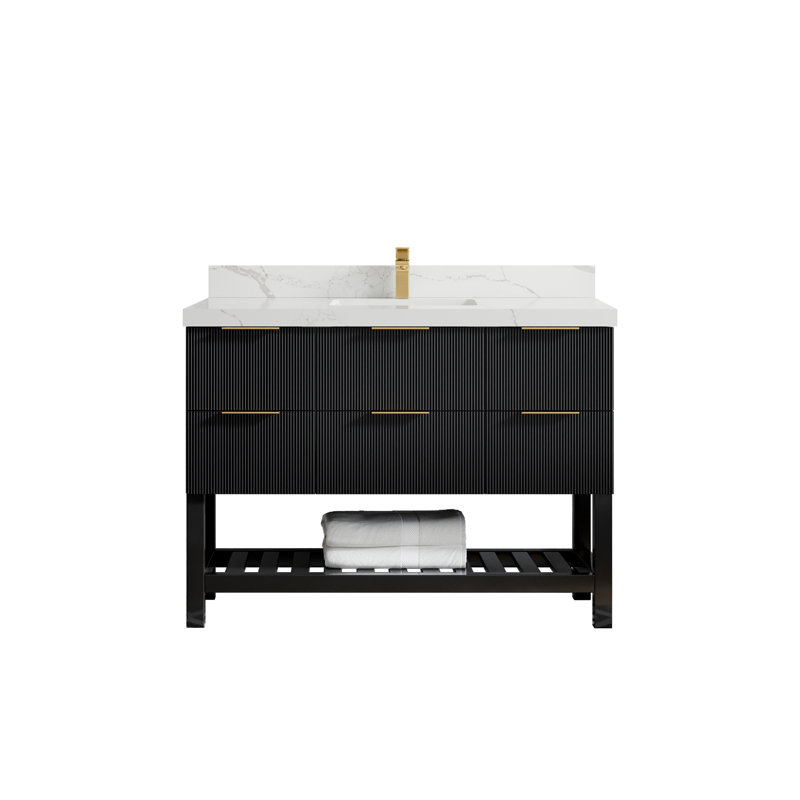 Ensemble de meuble-lavabo simple 48 po Chayil, Calacatta Laza