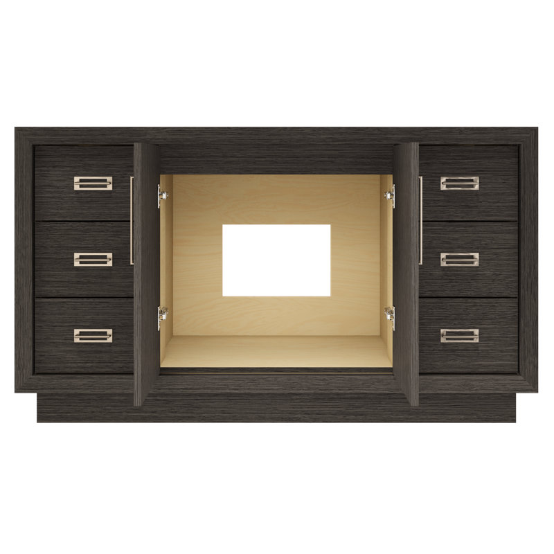 Avalon Single Extra Wide Bath Vanity, 60", Gray Weathered, Satin Nickel