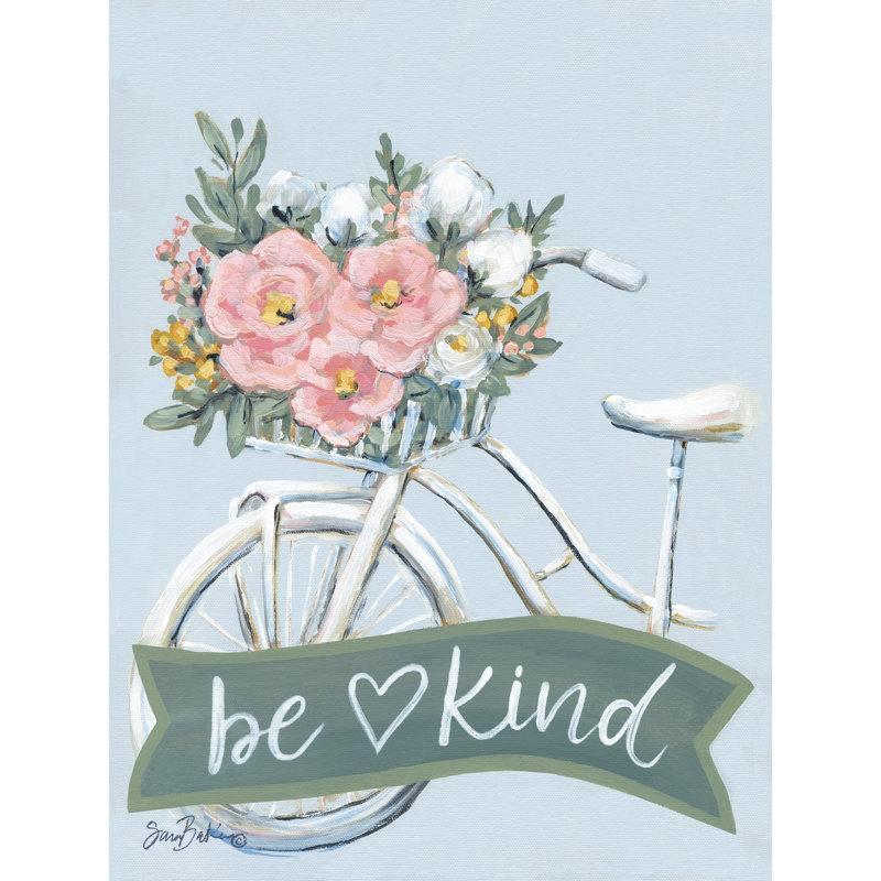 «Be Kind Bicycle» sur toile par Sara Baker, H 18 po x l 12 po