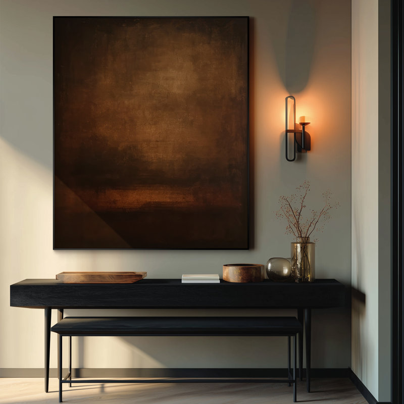 Extra Large Wall Art Fabric Print - Deep Burnt Umber Abstract with Darkened Edges Artwork Decor for Living Room or Bedroom - "Frame Assembly Required (Unfinished Frame)"