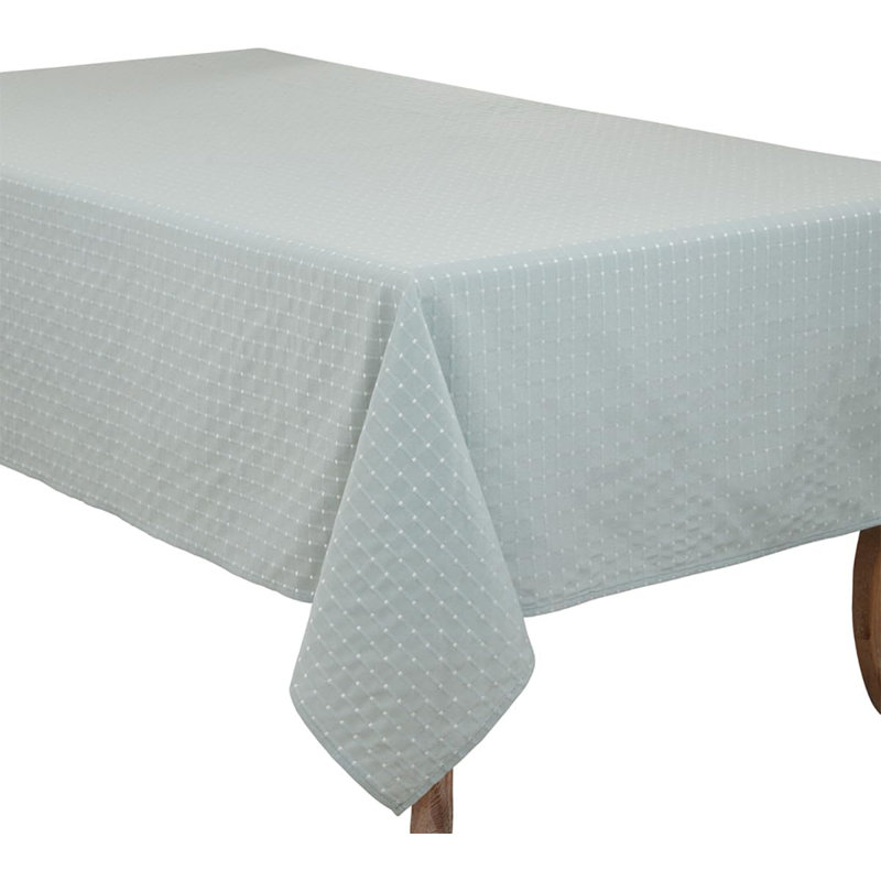 Clarkston Box Stitch Tablecloth, 104" x 65", Aqua 2