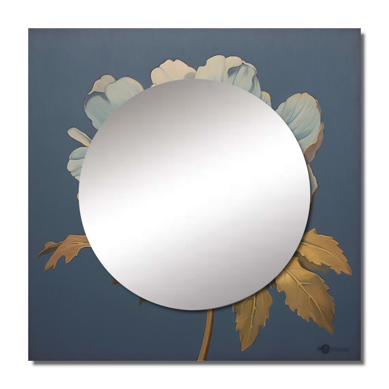 Deewan - Grand miroir carré à motif de fleurs sauvages, 36 po x 36 po