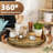 Organizer For Table Top, Round Wooden Lazy Susan For Cabinet Kitchen Countertop Pantry Dining Coffee Table For Condiments Spices, Rustic Bathroom Vanity Tray For Soap Candle