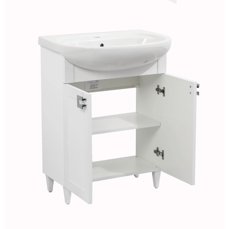 Ensemble de meuble-lavabo simple 35 po avec miroir Ozias, Blanc mat