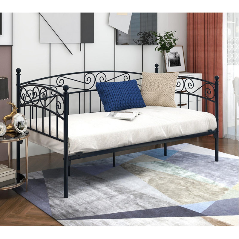 Multi-functional metal day bed frame with headboard, can be used as mattress base/bed sofa