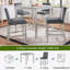 Ensemble de table 5 pièces à hauteur de comptoir, ensemble de table de cuisine en bois avec table carrée et 4 chaises rembourrées, ensemble de table de salle à manger à hauteur de comptoir avec décoration en cristal et ensemble de chaises, gris argenté-1080833032-1080833143