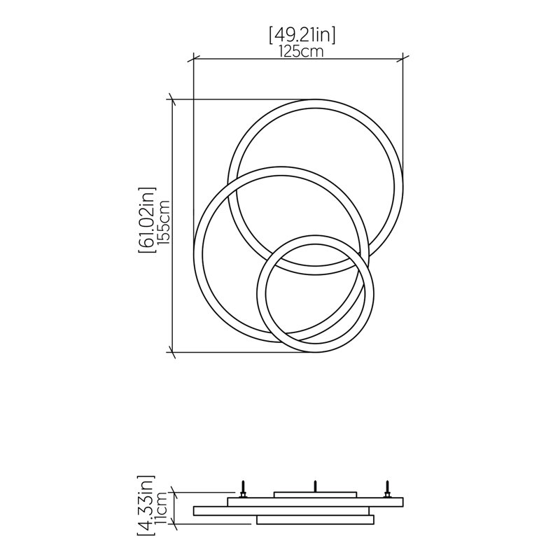 Naiá 1 - Light LED Flush Mount, 4.29" H x 60.45" W x 48.75" D, Maple