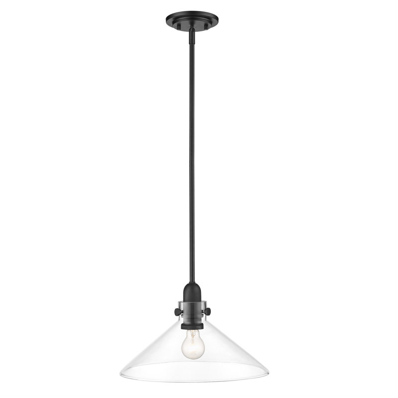 Luminaire suspendu conique 1 lumière Buzbee, Noir mat