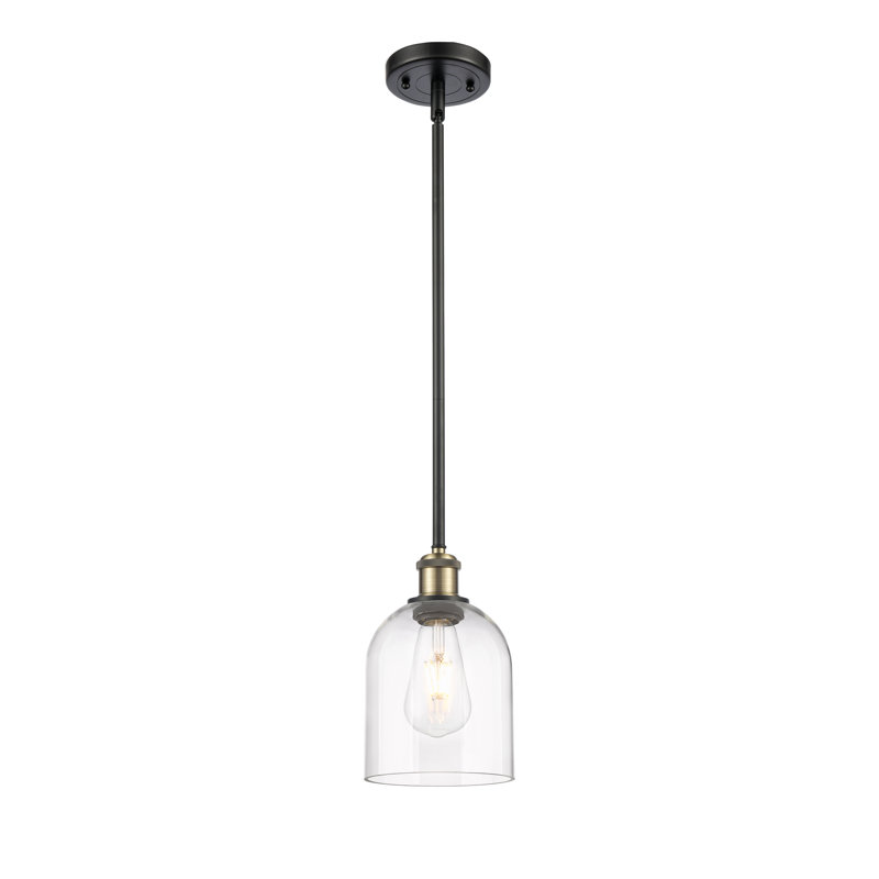 Luminaire suspendu à tige 1 lumière 6 po Ballston Anacaren-516-G558, Transparent, Laiton antique noir