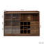 Grand buffet de grande capacité avec portes coulissantes en verre, pouvant servir de support de rangement, convenant à la cuisine, au garage et à la salle de réception, look minimaliste moderne, couleur noyer, panneau de particules et espace spacieux