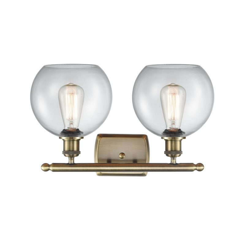 Éclairage pour meuble-lavabo en laiton antique à 2 lumières Almatine, Transparent, Laiton antique, Incandescente