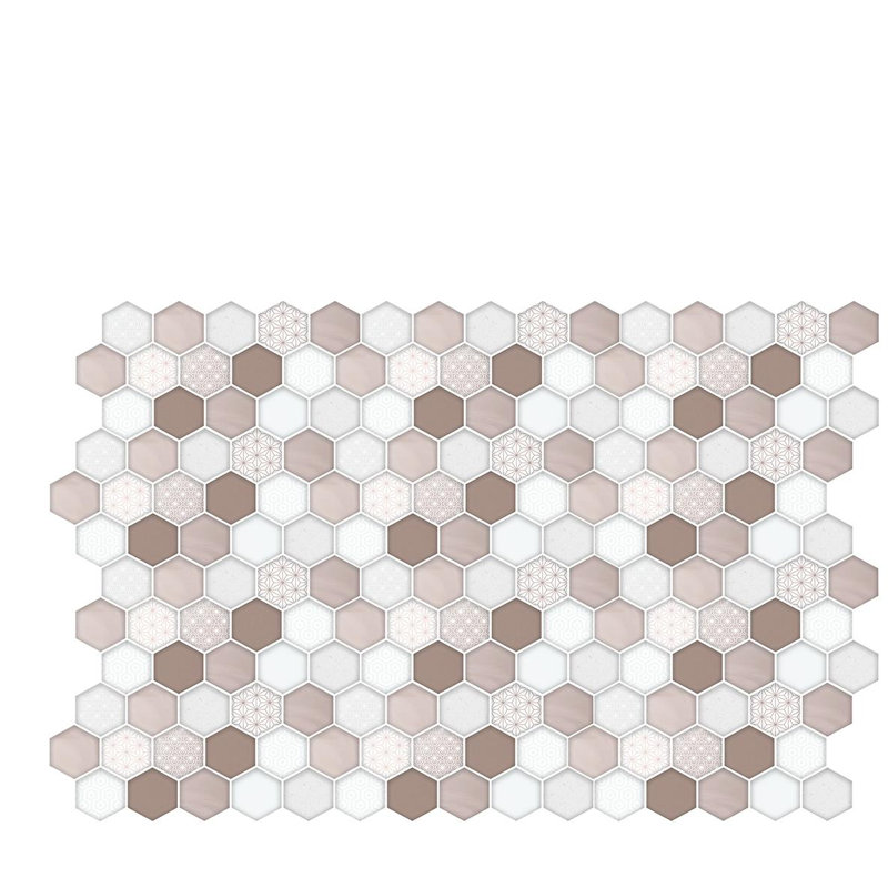 Honey Hexa Grey Glossy 3D Tile Stickers 30 x 15cm, Brown