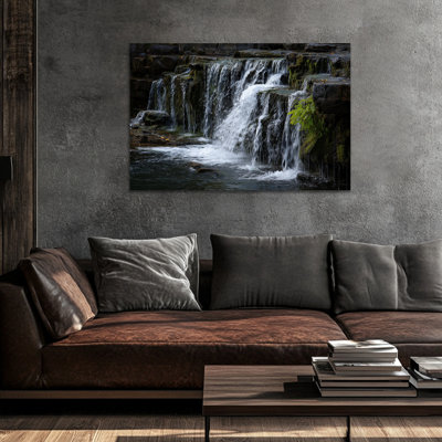 Art mural de nature cascade, art mural grand paysage pour le salon, images de cascade pour la peinture de paysage mural, décoration murale de photos de nature pour le bureau de la chambre à coucher, art mural sur toile cascade prêt à accrocher 24 po x 36 po