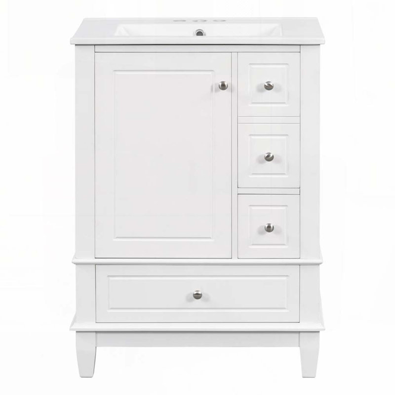 Meuble-lavabo 24 po avec lavabo en céramique, Blanc