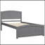 Lit plateforme en bois avec tête de lit, pied de lit et lattes en bois-203960972