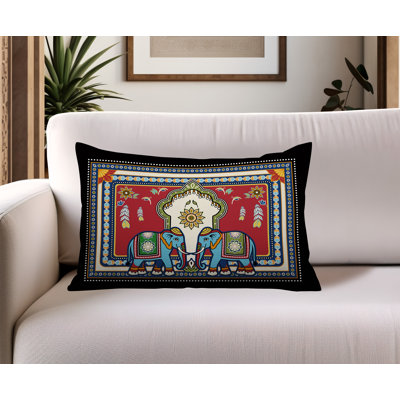 Oreiller rectangulaire réversible intérieur / extérieur Rikita Elephant