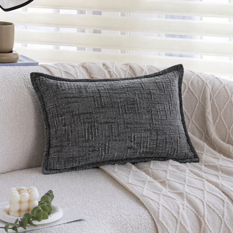 Housse de coussin carré en chenille 20 po x 20 po, housse de coussin décoratif texturé doux pour canapé-lit, décor de maison de campagne moderne boho, blanc crème