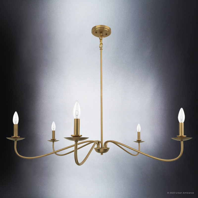 Lustre classique / traditionnel à 5 lumières de style bougie Friedemar, Or brossé