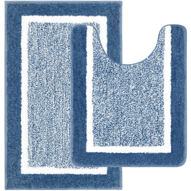 Rectangle Bath Mat, Blue/White