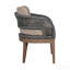 Chaise de patio d'extérieur en bois d'eucalyptus vieilli avec corde grise et coussins en oléfine taupe