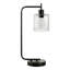 H 20 po, lampe de table, port USB inclus, métal noir, abat-jour en verre, moderne, éclairage, lampe de table