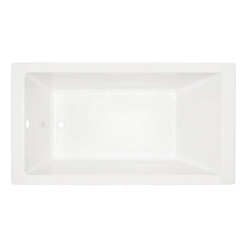 60" X 32" Sitka Acrylic Alcove Soaking Tub, White, Center-Front