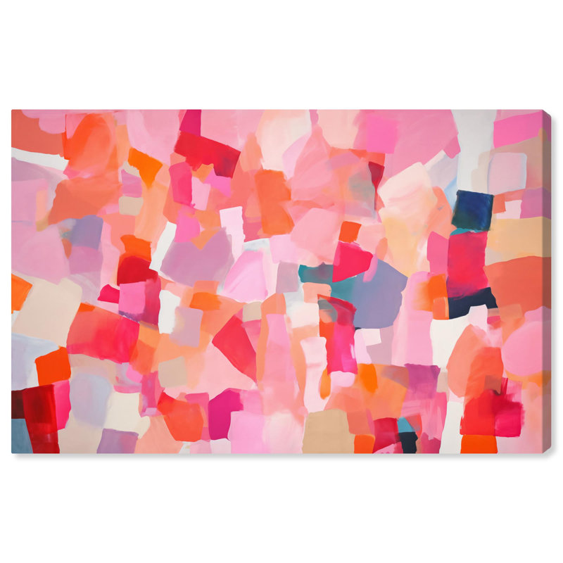 «Crimson Pulse Canvas Maximalist Abstract» par Art Remedy, H 24 po x l 36 po x P 1,5 po, Toile tendue