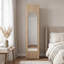 Armoire de rangement en chêne naturel 66,9 po avec miroir pleine longueur et rangement compact pour la chambre et le vestibule-126667277