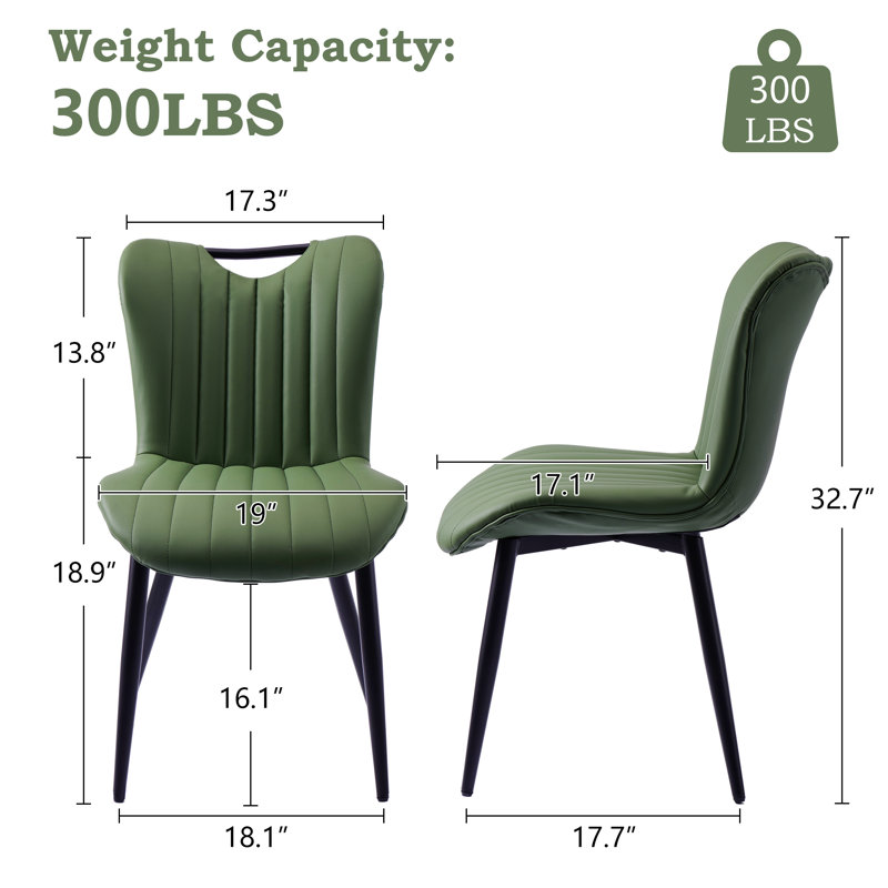 Chaises de salle à manger rembourrées Modern Modern, Vert