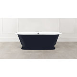 Painted York 68-1/2" X 31-1/4" Freestanding Soaking Bathtub with Pedestal Base in Volcanic Limestone with Overflow Hole