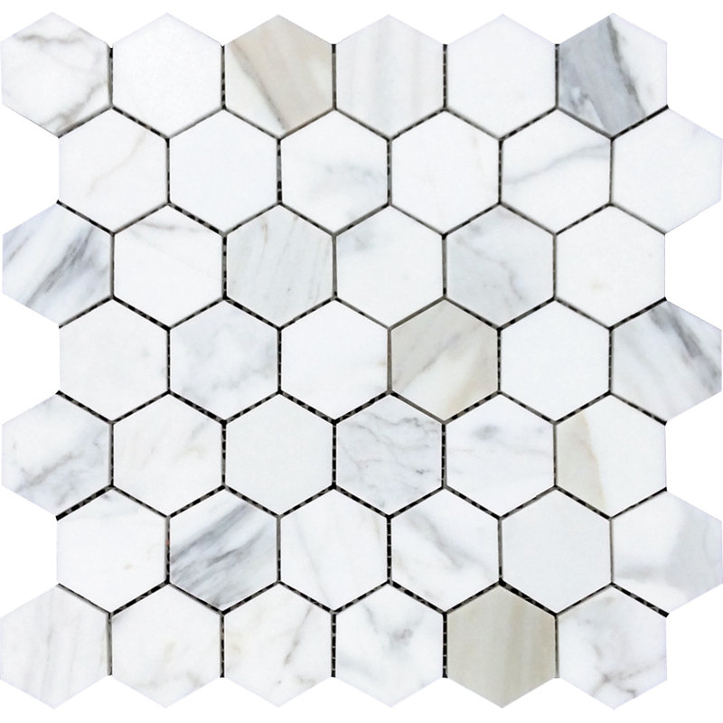 11.8" x 11.8" Natural Stone Honeycomb Mosaic Wall & Floor Tile, Calacatta Gold