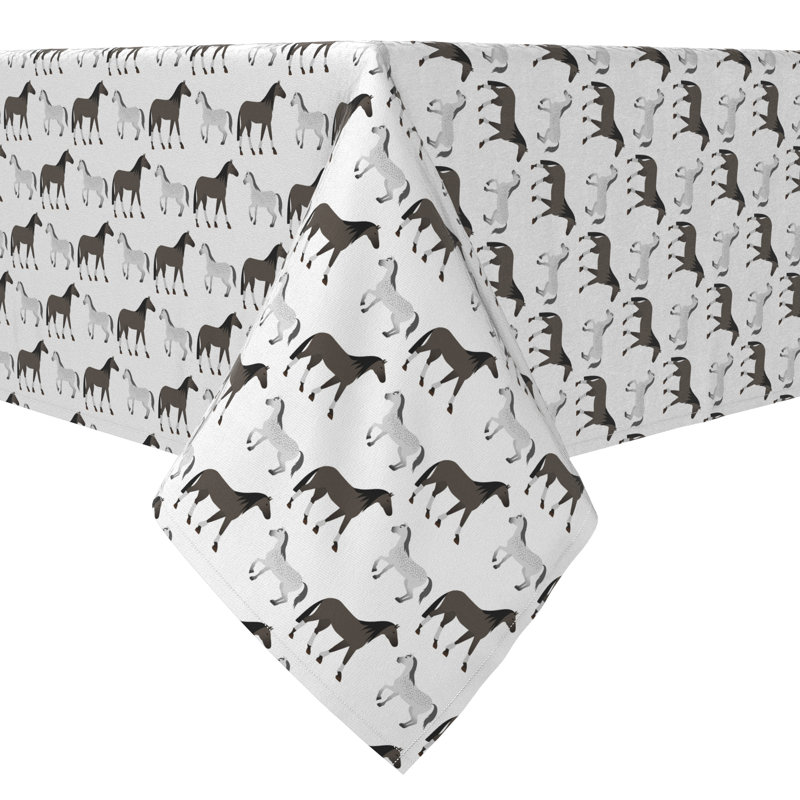 Square Tablecloth, 100% Cotton, 60X60", Equestrian Pattern