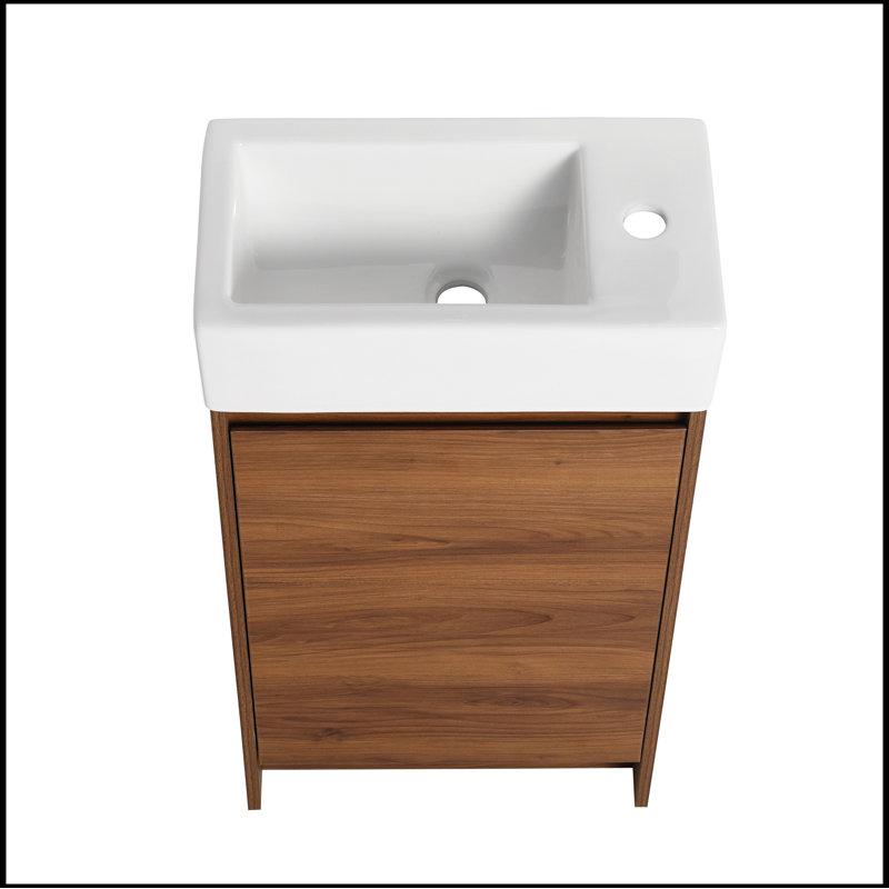 Meuble-lavabo autoportant de 18 pouces avec lavabo simple, portes à fermeture douce, convient aux petits