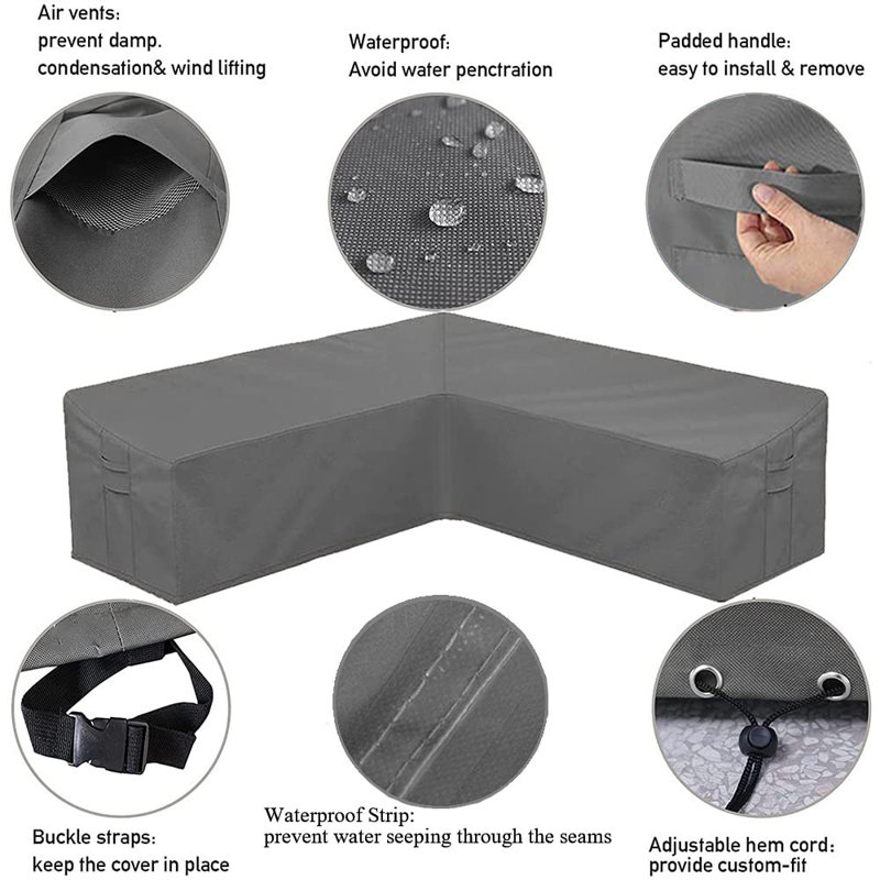 Heavy-Duty  L-Shaped Outdoor Couch Cover