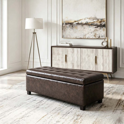 49.75Inches Storage Ottoman, Storage Bench, Tufted Entryway Bedroom Bench,
