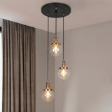 Luminaire suspendu grappe dorée 3 lumières Lama