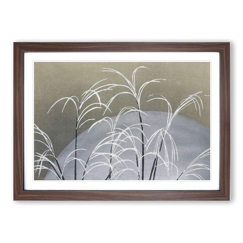 Frost on the Reeds by Kamisaka Sekka - Picture Frame Painting, Walnut Framed, 48cm H x 65cm W x 2cm D