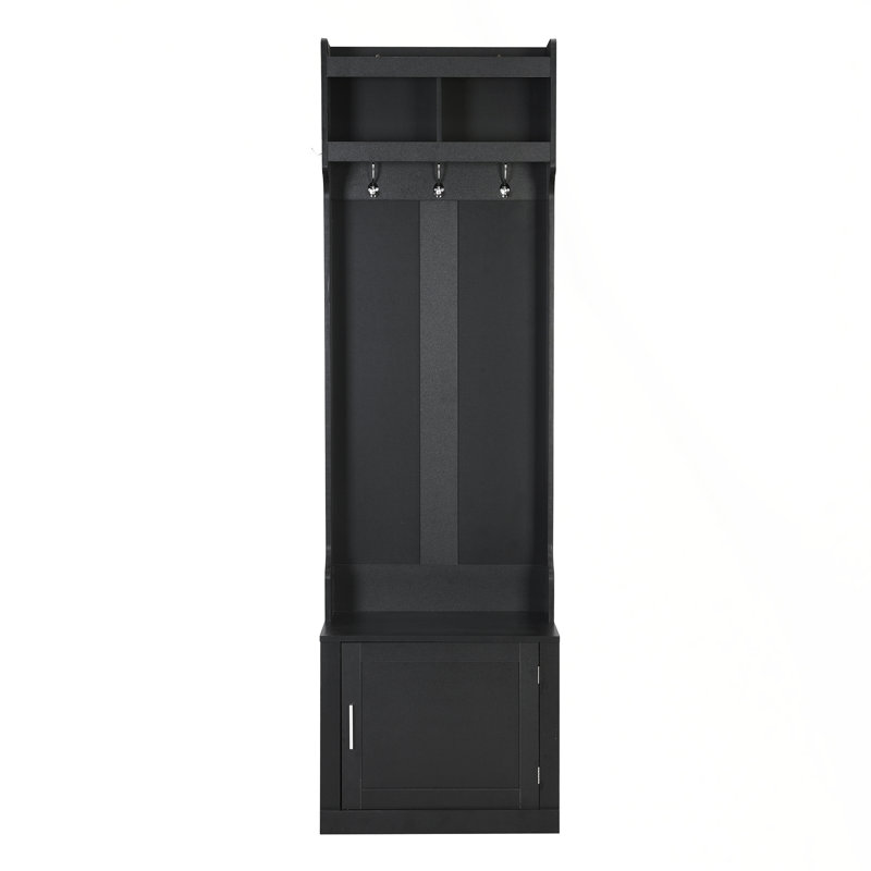 Versatile Multi-Functional Hallway Storage Cabinet With Hooks And Shelves, Black