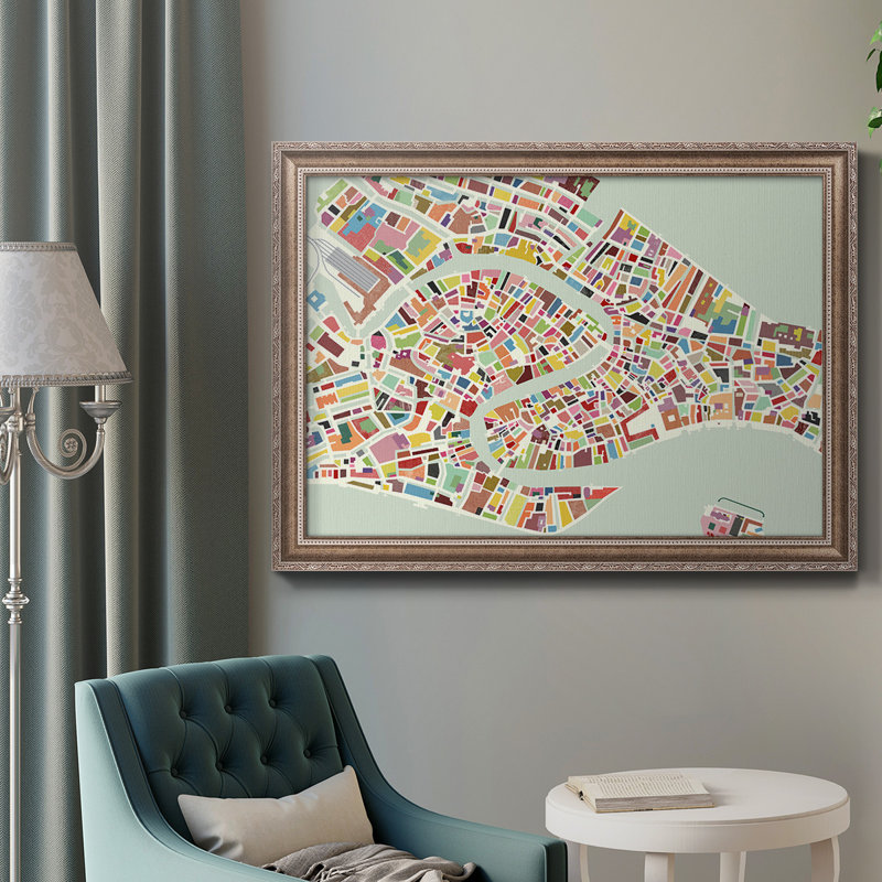 Carte de Venise moderne - cadre photo, impression sur toile, H 16 po x l 20 po