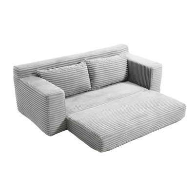 2 gris avec fonction convertible, mousse à mémoire de forme, structure en acier, tissu en velours côtelé, sans assemblage, idéal pour la détente dans la chambre à coucher, 2, 21, velours côtelé, espaces étudiants idéaux