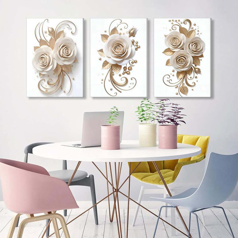 3 Piece Wrapped Canvas Print, 60 cm H x 40 cm W