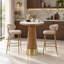 Round Bar Table, 31.5 Inch Sintered Stone Top High Pub Table with Stainless Steel Pedestal Base, Cocktail Bar Table for Home Kitchen Bistro