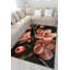 Tapis décoratif moderne à motif floral noir-1151492656