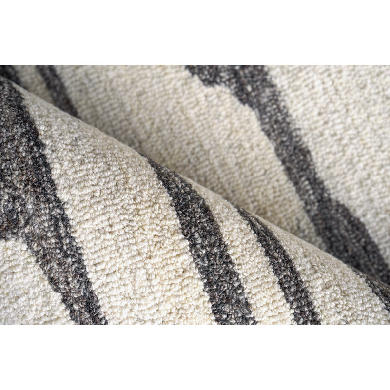 Naturals Hand Tufted Geometric Area Rug in Charcoal/Ivory/Gray, Rectangle 10' x 14'