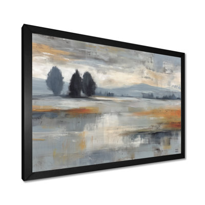 «Golden Path In The France Countryside», reproduction d'art sur toile encadrée, art abstrait gris