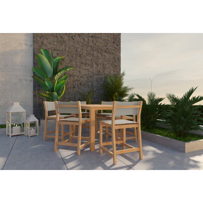 Anyhia Pearl Teak Outdoor Counter Height Dining Chair